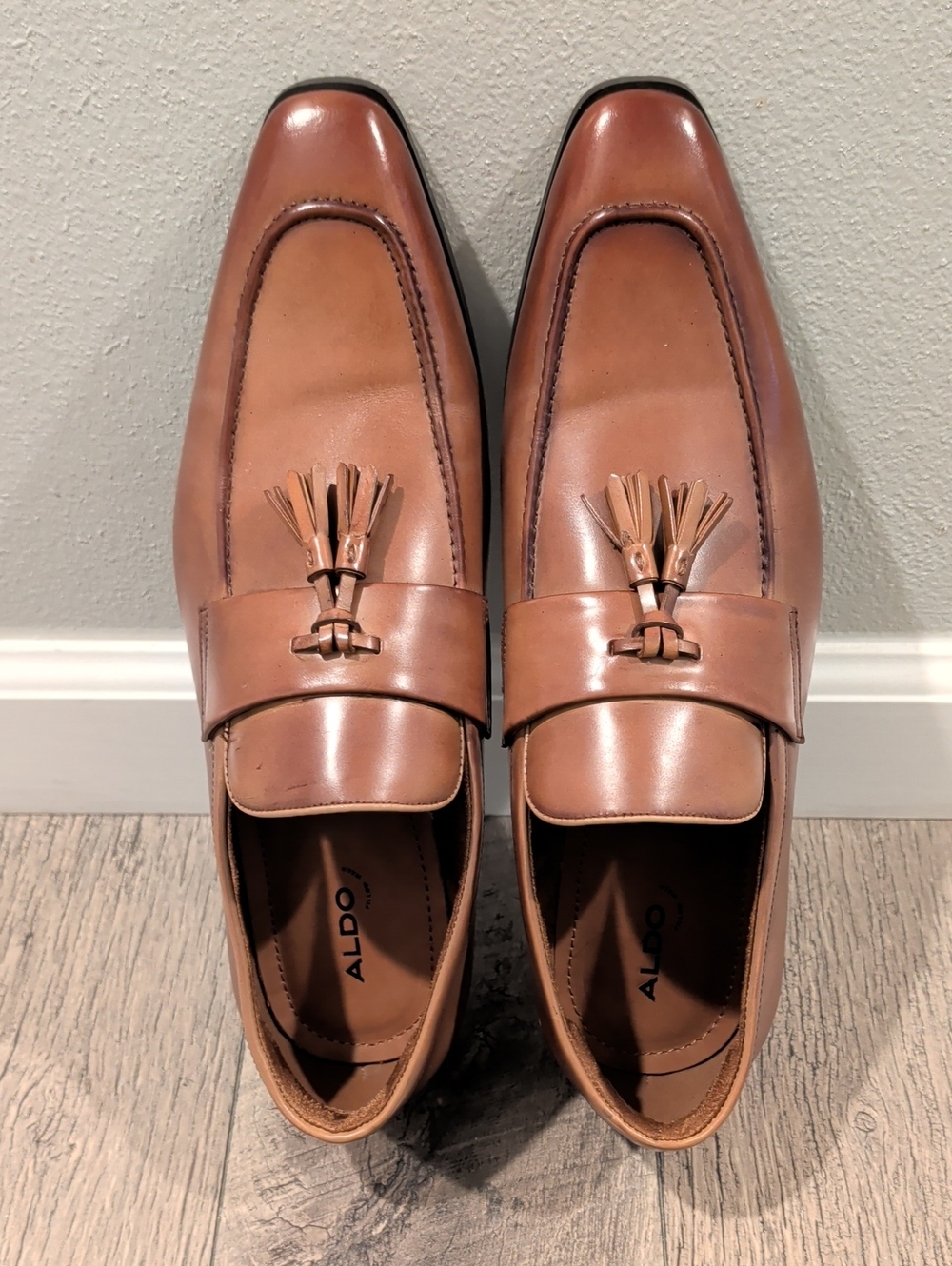 Aldo "Vinci" Tassel Loafer Shoes Tan/Cognac NEW - Picture 5 of 9